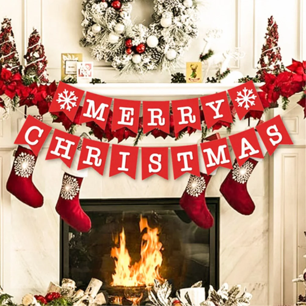 

Christmas Decoration Pull Flag Bunting Banner Streamer Red Ribbon 2M Long Indoor Outdoor Party Home Office Bar Store Holiday