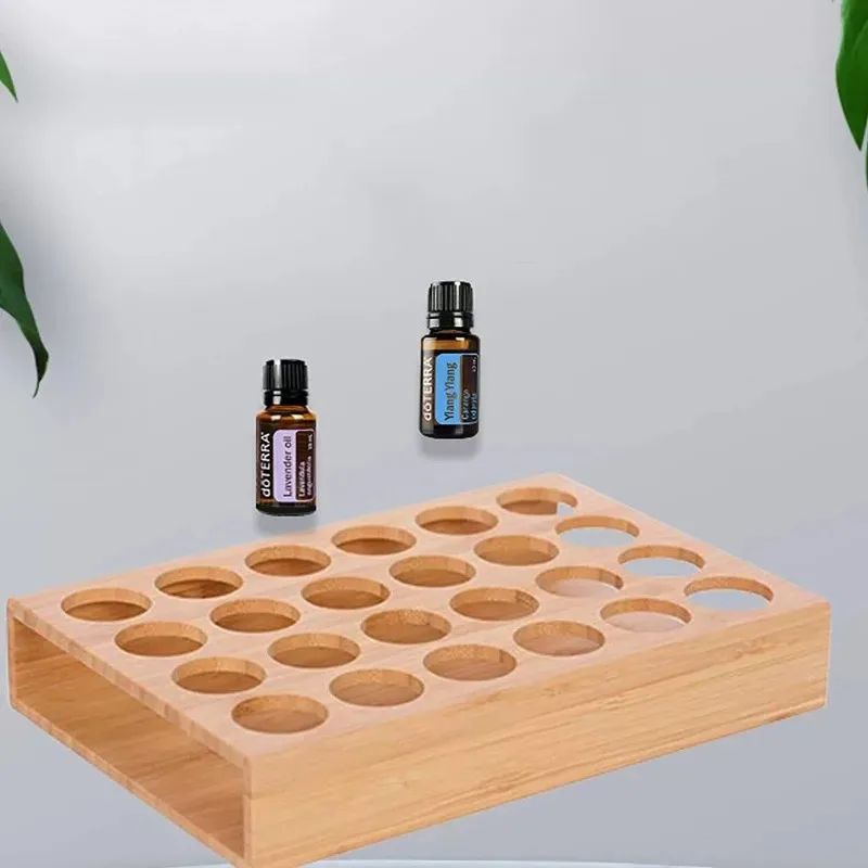 Pine Wood Essential Oil Storage Box, 24 Holes Roller Bottle Display Stand, Home Decor Organizer view 6