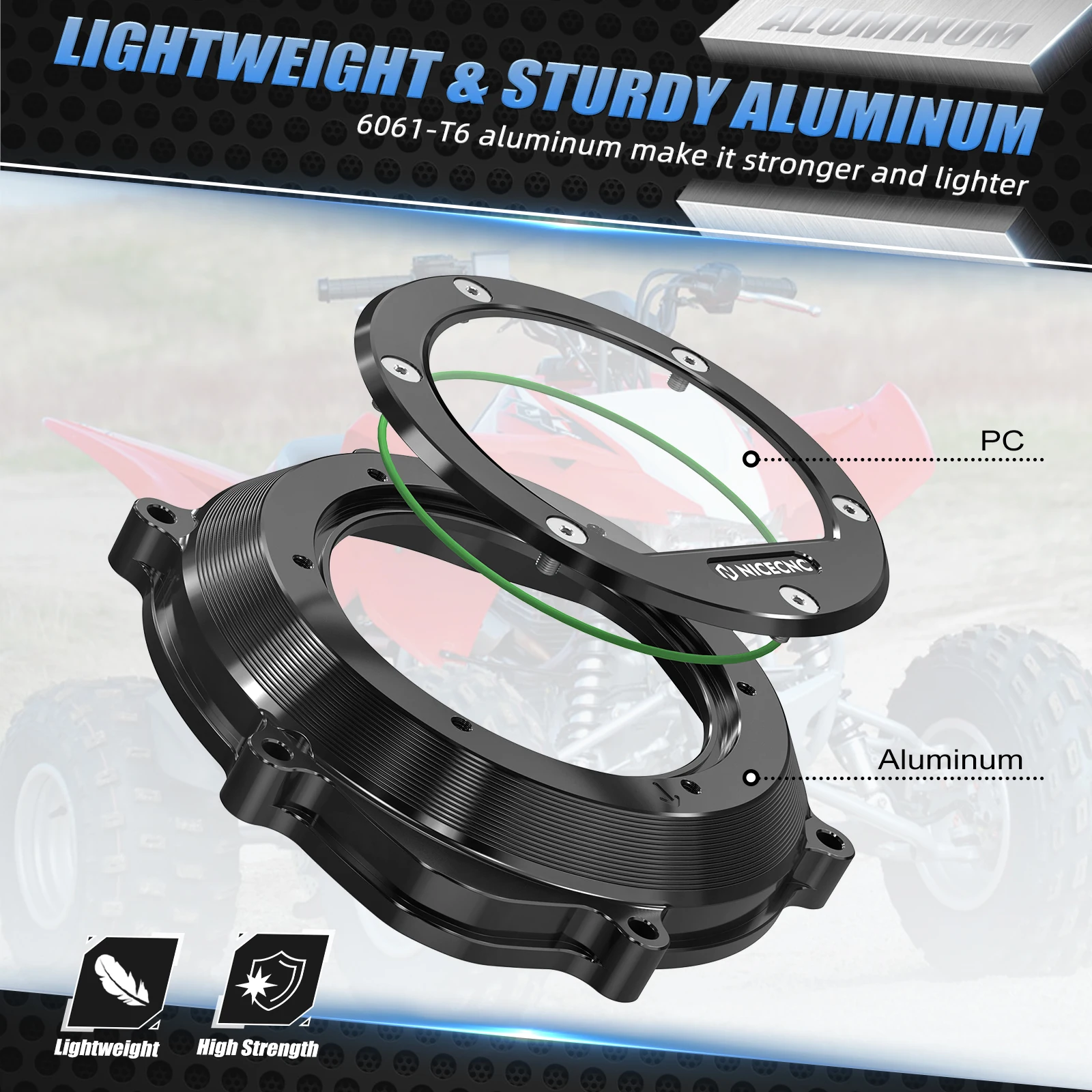 

NICECNC Clutch Cam Cover ATV for Honda Honda TRX450R 2004-2008 TRX450ER 2006-2014 Transparent Engine Clutch Protector Parts