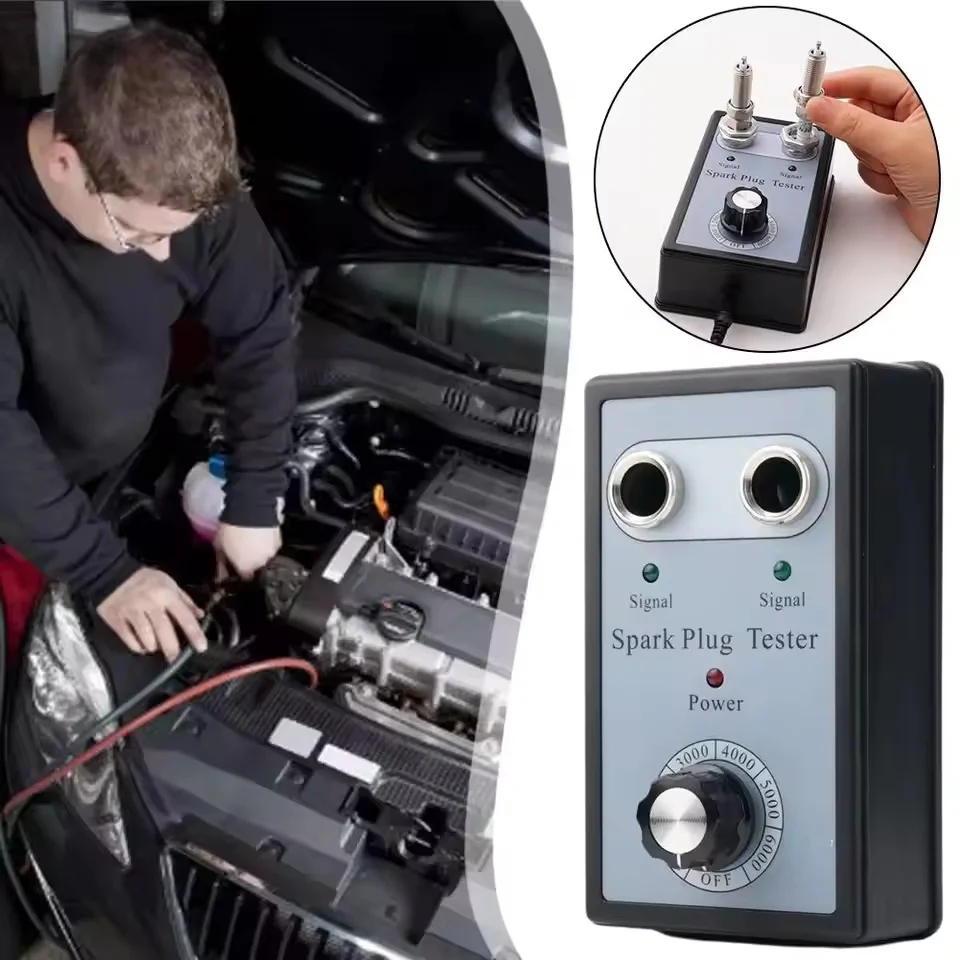 Adjustable Dual Hole Spark Plug Tester 12V Car Motorcycle Ignition Coil Tester Detector Automotive Diagnostic Tool