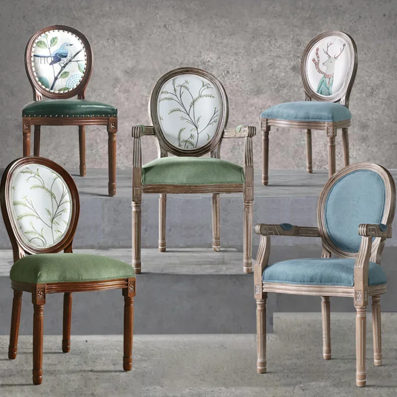 كراسي الطعام الأوروبية الرجعية مطعم القديمة الصلبة الخشب البراز الأثاث منتشر مقهى فندق جديد الصينية مصمم الأزياء كرسي
