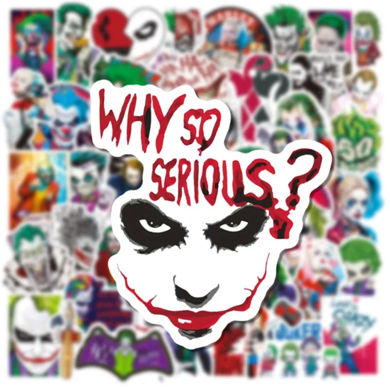 50pcs Joker and Harley Quinn Stickers Suitcase Water Cup Stationery Mobile Phone Scooter Laptop Refrigerator Decoration Stickers