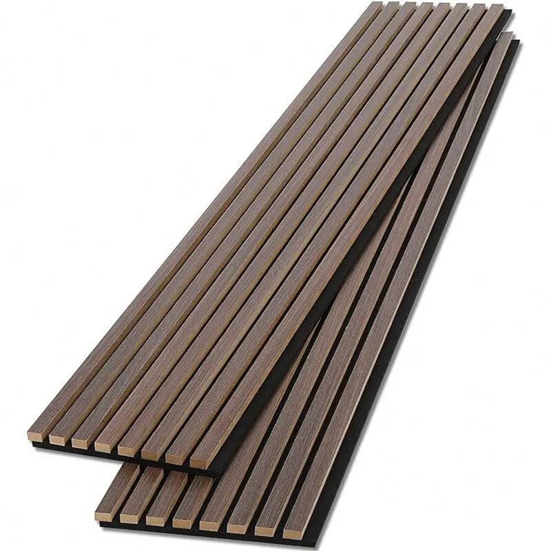 Sound Absorption Material Fireproof Melamine Finish Wood Surface Slat Polyester Fiber Wall Panels