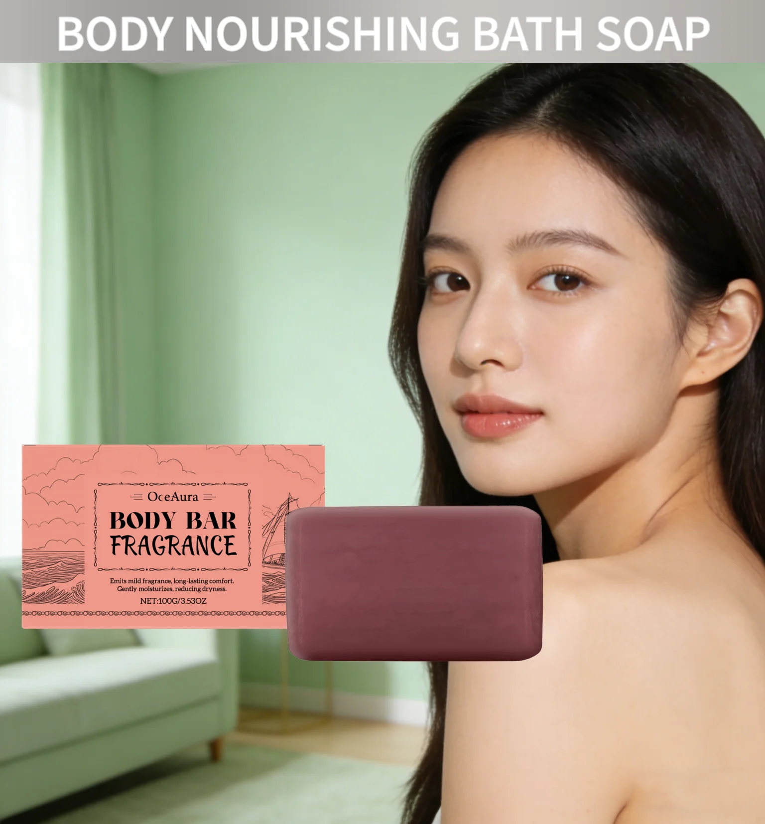 OCEAURA Body Nourishing Soap Deep Cleaning Shrink Pores Lasting Fragrance Improve Roughness Enhance Resilience Skin Tighten Soap