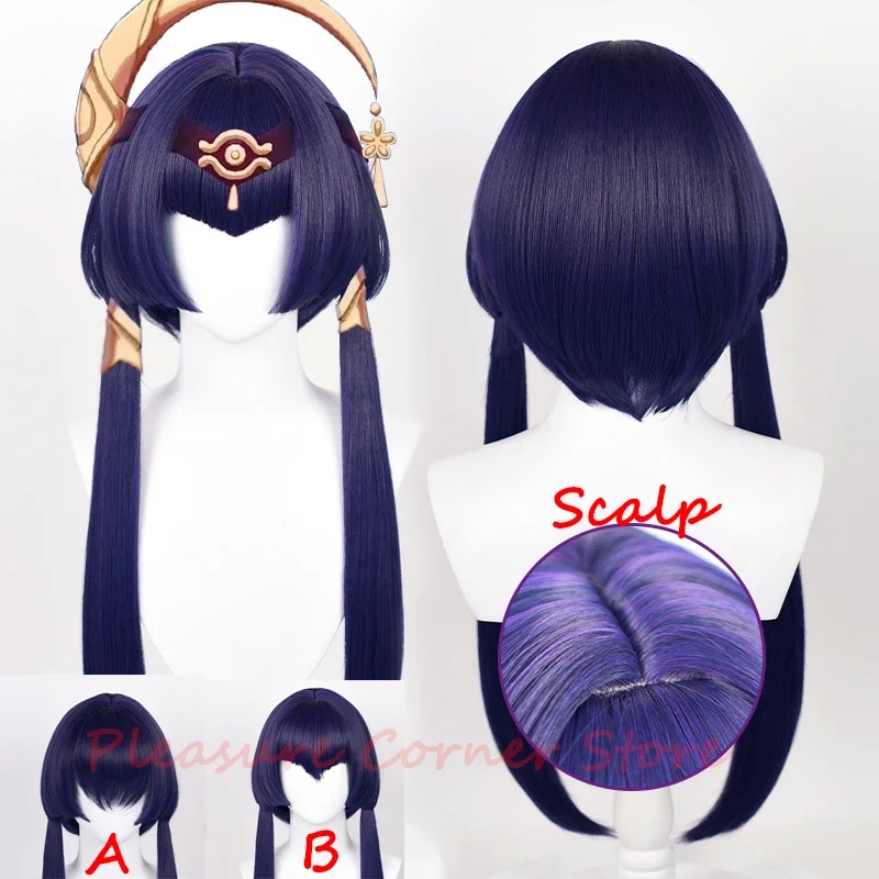 Genshin Impact Candace Cosplay Wig 70cm Wig Black Purple Wig Cosplay Anime Cosplay Wigs Heat Resistant Synthetic Wigs Halloween