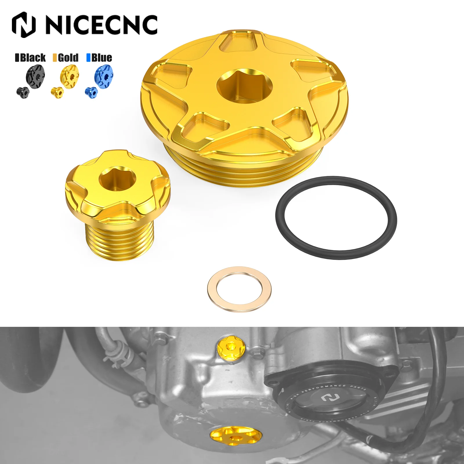 NICECNC For 2024 Suzuki DRZ400 DRZ400E DRZ400S DRZ400SM DR-Z400 E S SM 2000-2024 Motorcycle Crankcase Engine Timing Plugs Screws