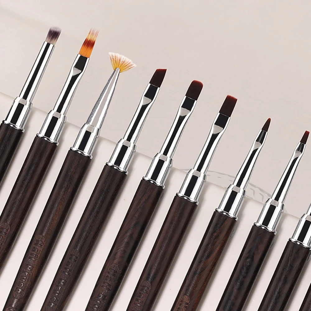 Sweet-Z 1/12Pcs Nail Art Brush Purple Sandalwood Handle Nail Liner Stripe Pattern Brush UV Gel Extension Drawing Carving Pen