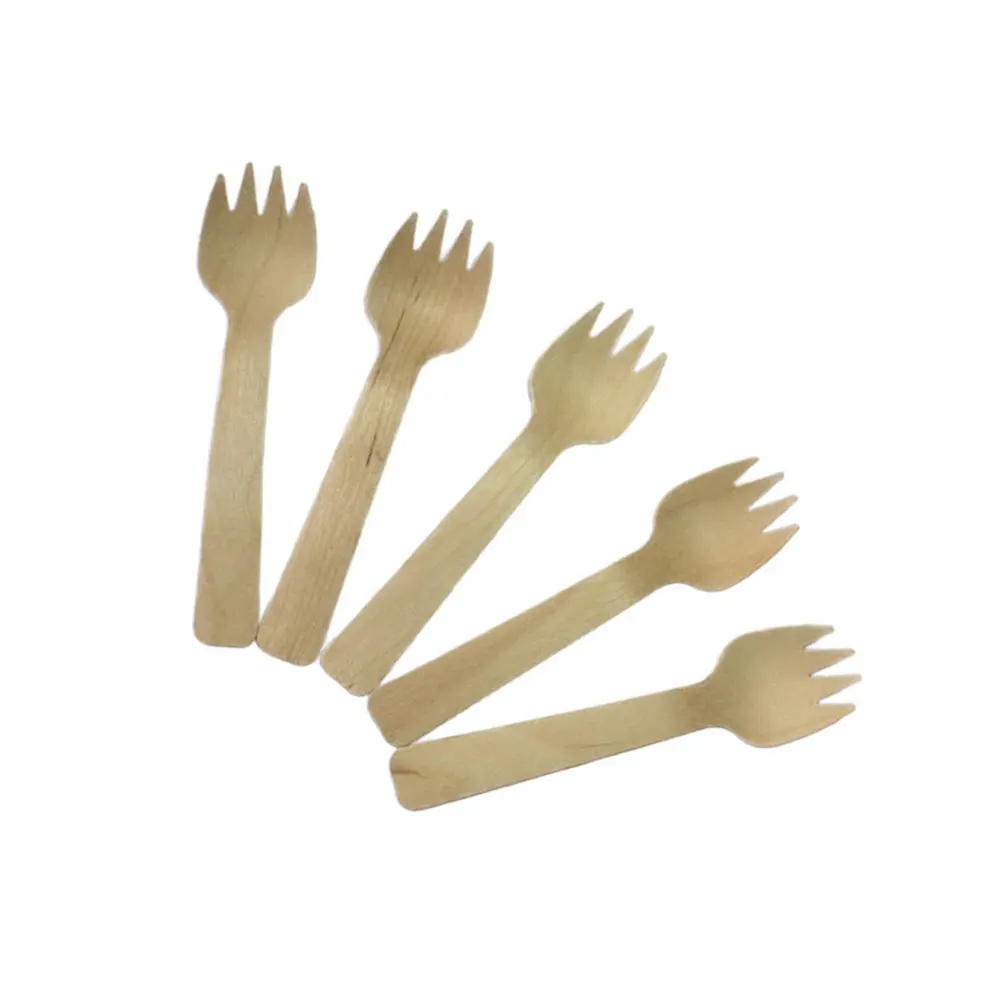 100Pcs Wooden Cake Dessert Forks Premium Party Supplies for Birthday Wedding Picnic Healthy Eco Friendly Tableware