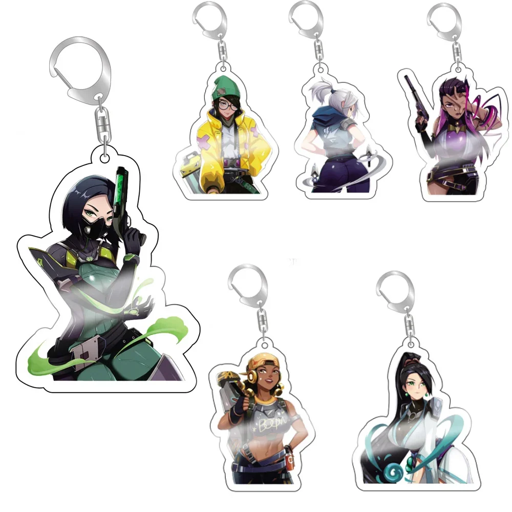 Anime Game VALORANT Killjoy Astra Yoru KAY/O Jett Sova Reyna Raze Breach Omen Cosplay Keychain Acrylic Key Chain Pendant Keyring