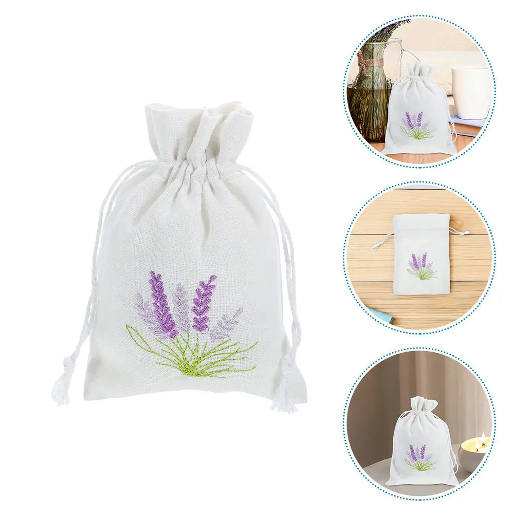 

8Pcs Lavender Pattern Drawstring Pouches - Small Sachet Bags for Storage Dried Flowers Spices Jewelry - Aromatherapy DIY Craft