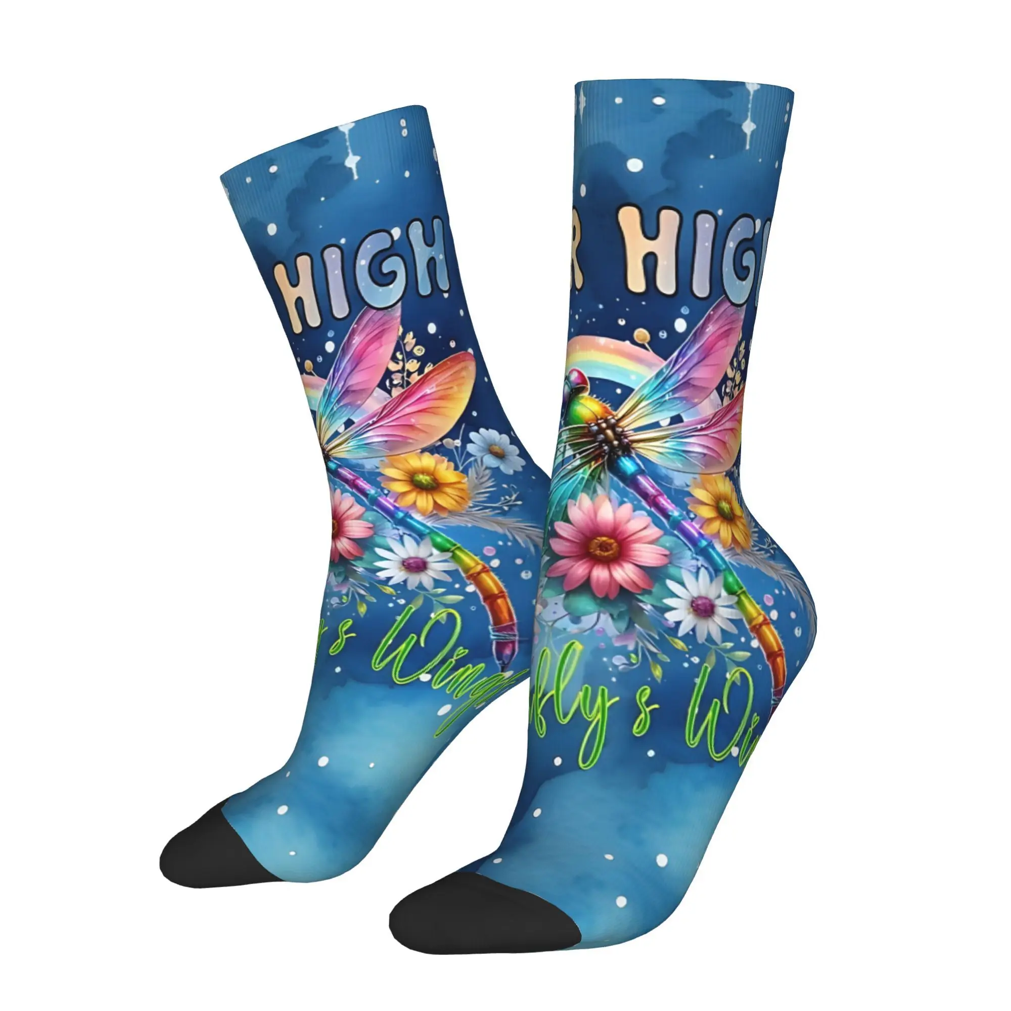 

Funny Sock for Men Soar High On A Dragonfly's Wings Hip Hop Harajuku Happy Quality Pattern Printed Crew Sock Seamless Gift