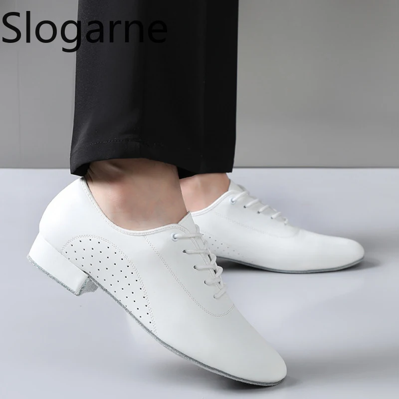 Men New Soft Leather Latin Shoes Man Handmade Jazz Latin Waltz Dance Shoes Boys Hollow Stage Footwear Male Sports Shoes Sneakers