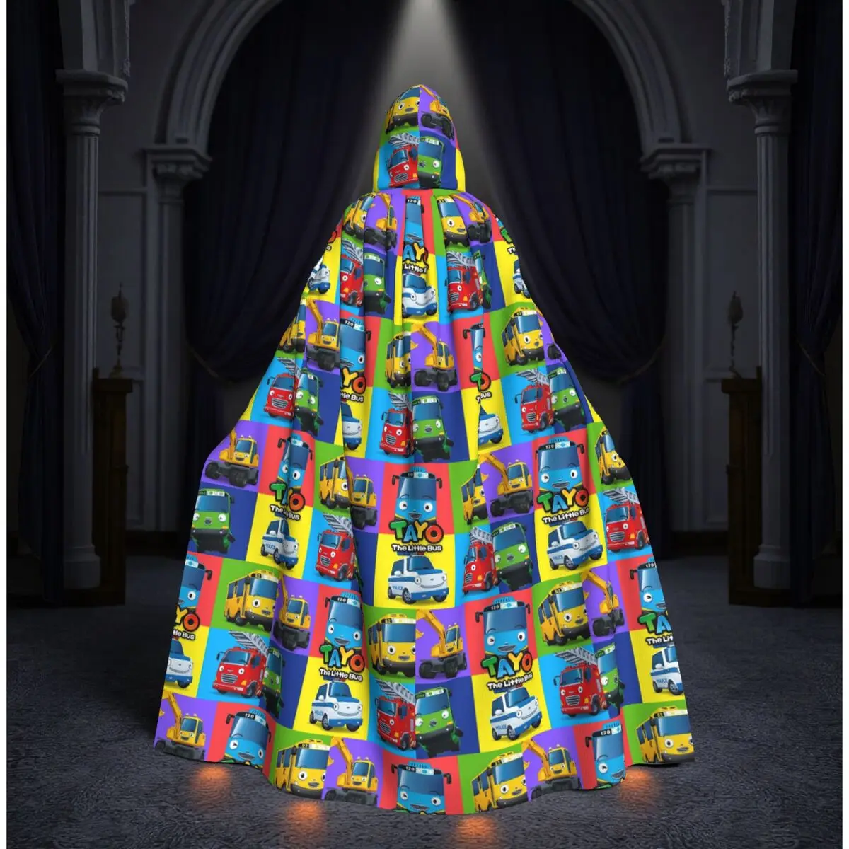 

Tayo The Little Bus Long Hooded Cloak Witch Medieval Costume Cosplay Cape HalloweenParty Adult Unisex