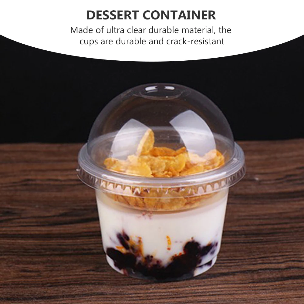 

20pcs Dessert Cups Clear 250ml Salad Cups with Lids Thicker Material Lightweight Party Supplies Disposable Food Containers