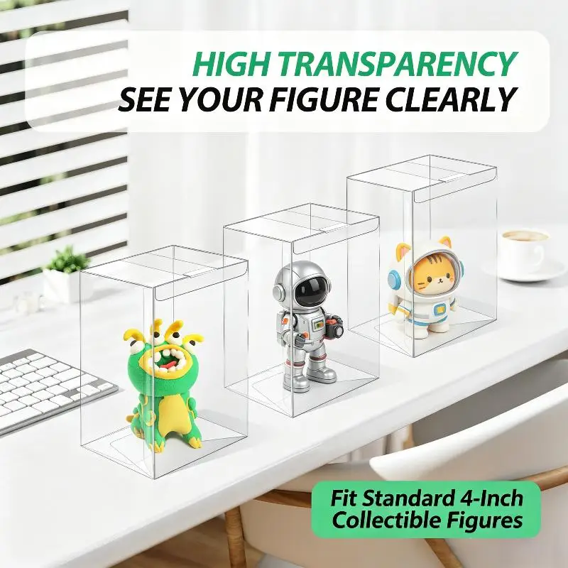 Clear Display Case Compatible with 4 Inch Vinyl Figures Heavy Duty Protective Box with Locking Tab