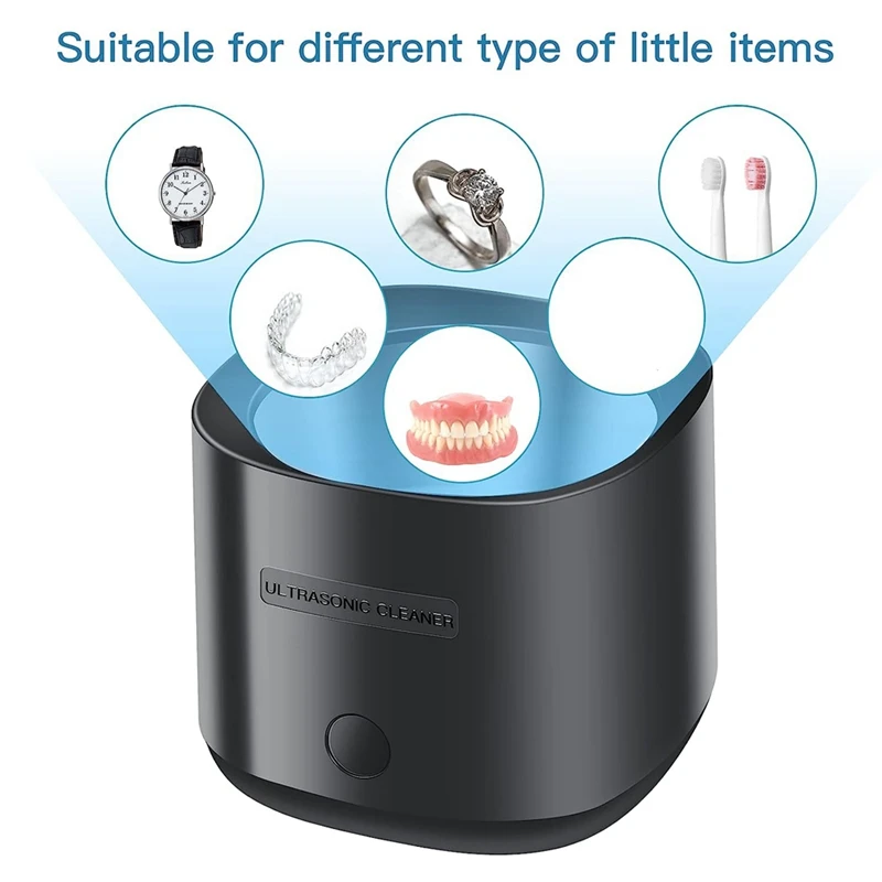 EU Plug,30W Ultrasonic Cleaner for Dentures,Jewelry,Retainer, Portable Ultrasonic Retainer Cleaner Home or Travel Use B-A12I