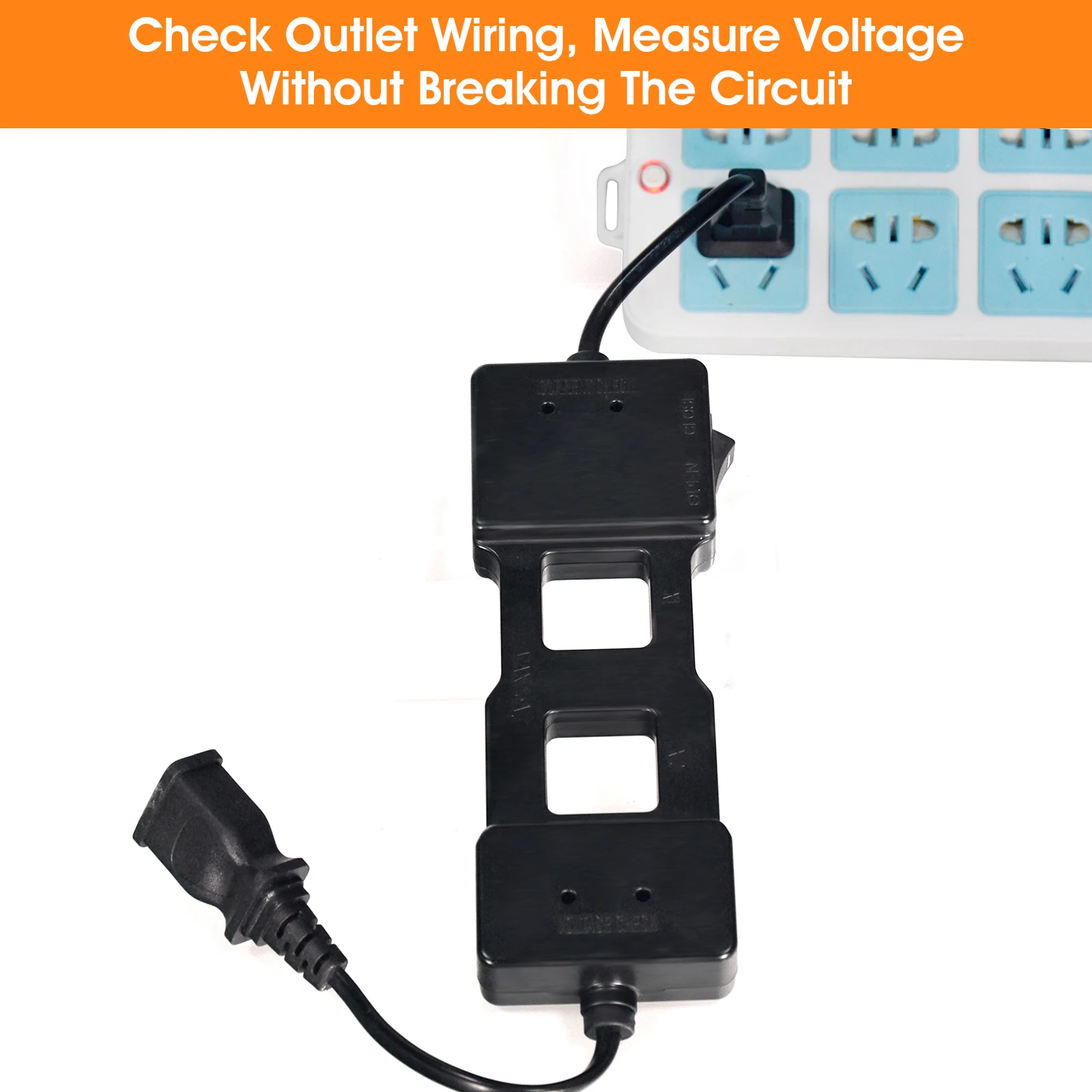 Divisor de línea CA 10x/probador de receptáculo, voltaje de funcionamiento CA 100 ~ 230 V, corriente nominal máxima de 15 A negro (HP-7400A)