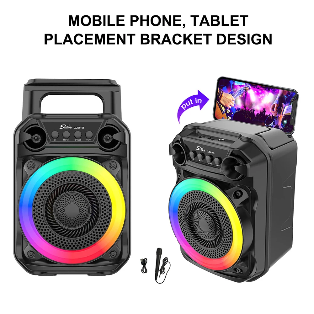 Portable Wireless Speaker with Rich Bass and Lights