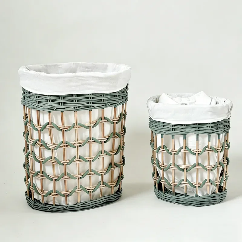 Nordic Woven Storage Basket with Lid Large Capacity Laundry Hamper for Bedroom Living Room Dirty Clothes Organizer Home