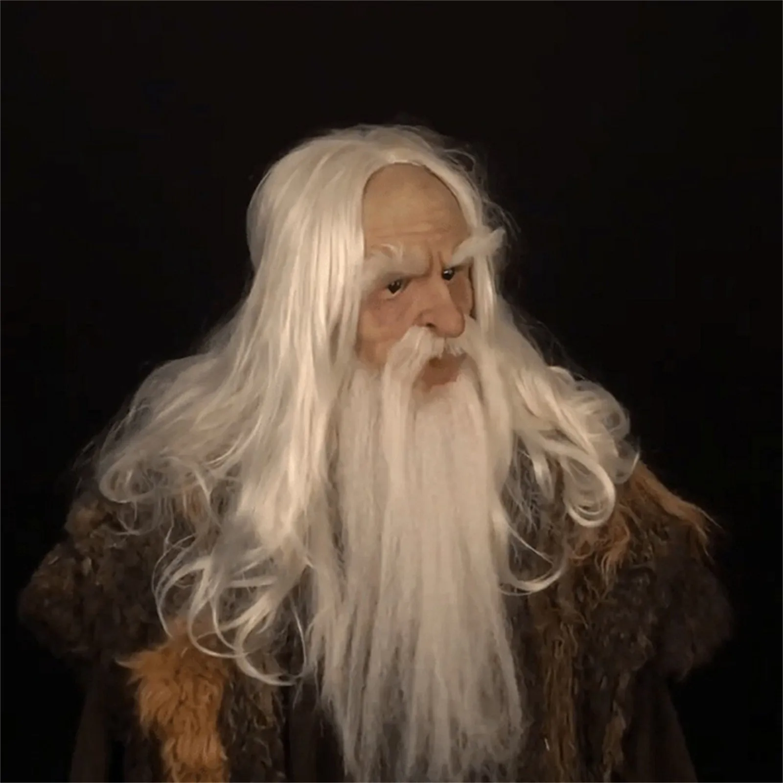 Realistic Old Man Mask White Wig and Beard Headgear Latex Full Head Mask Masquerade Halloween Party Cosplay Costume Props
