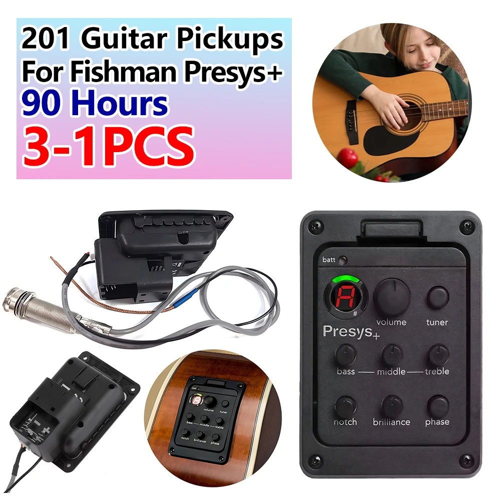 2201 Classic Acoustic Guitar EQ Tuner Piezo Pickup Onboard Preamp System 4 Band Acoustic Guitar Pickup for Fish man Presys+