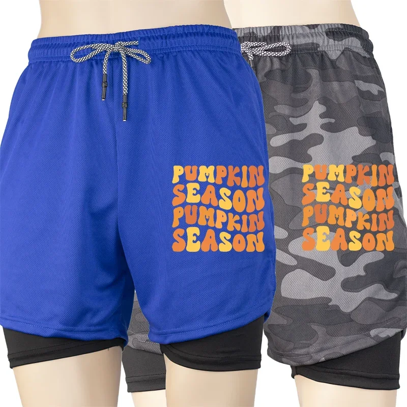 

Мужские летние шорты для бега в тренажерном зале 2 в 1, быстросохнущие дышащие шорты с карманом для телефона