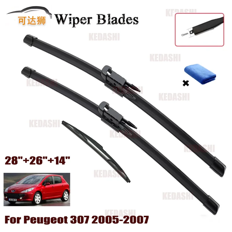 

Car Wiper Blades Front Rear Windshield Wiper Blades Set For Peugeot 307 CC 2005 2006 2007 Brushes Auto Accessories 28"+26"+14"
