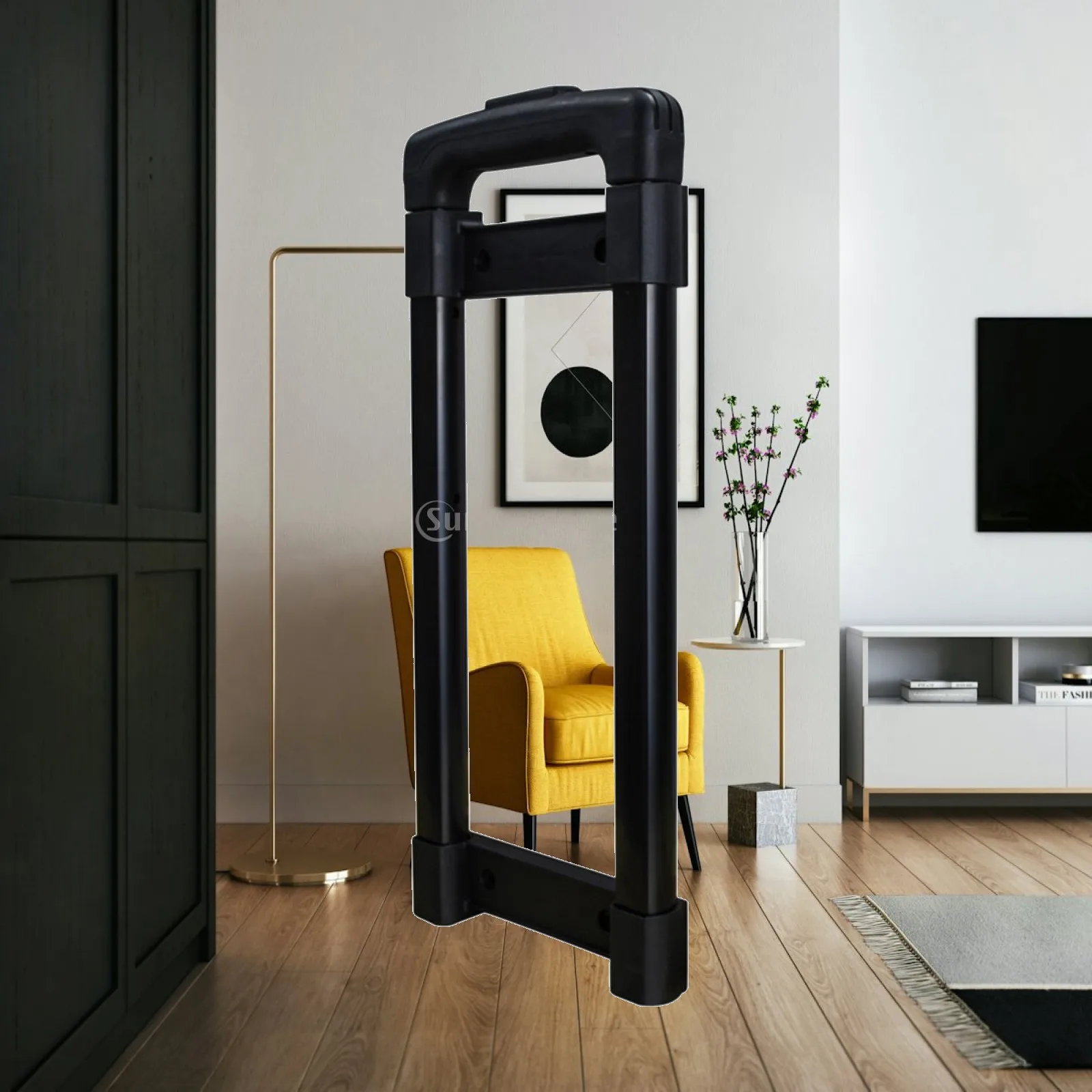 Pull Handle with Mounting Blocks Metal Luggage Pull Handle Hardware Black Rigid for Repairers, Tool Cases, Speaker Boxes