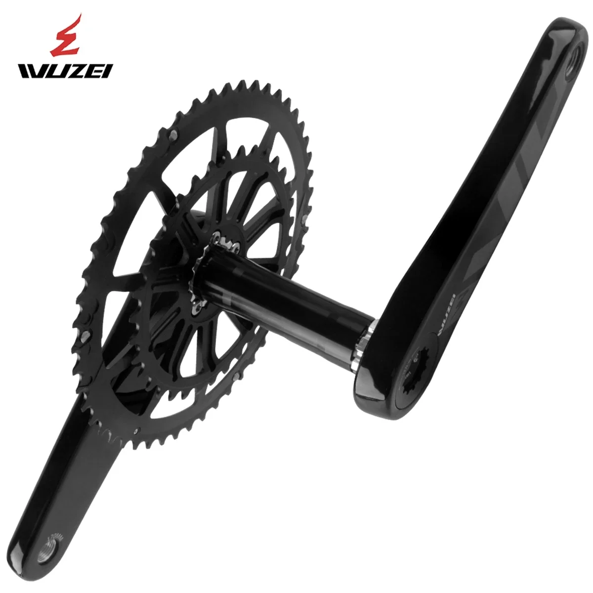 WUZEI Bicycle Parts Road Bike Carbon Fiber Crankset Ultra-Light Bicycle Crank 165 170mm Speed Bikes