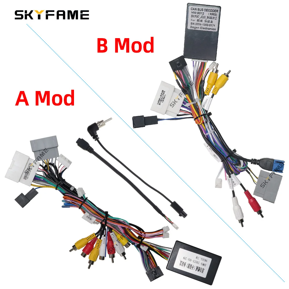 SKYFAME Car 16pin Wiring Harness Adapter Canbus Box Decode Android Radio Power Cabler For Fiat Freemont Leap Dodge Journey