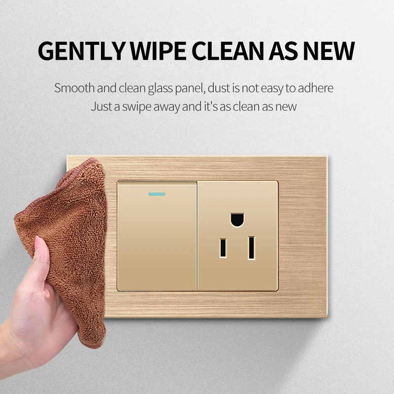 US/Thai Standard Outlet Wall Switch Brushed panel Multifunctional Power USB Type-c Socket  Combination 118mm*72mm Switch