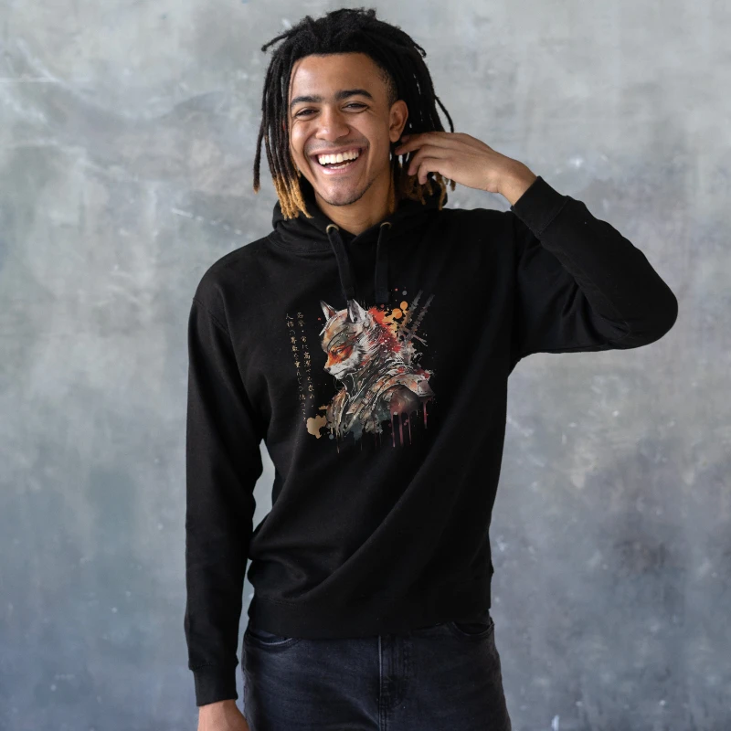 

Японский самурай Лиса Кицунэ Толстовка Каллиграфия Традиционное искусство Япония Аниме Манга Боевые искусства Женская мужская толстовка с принтом