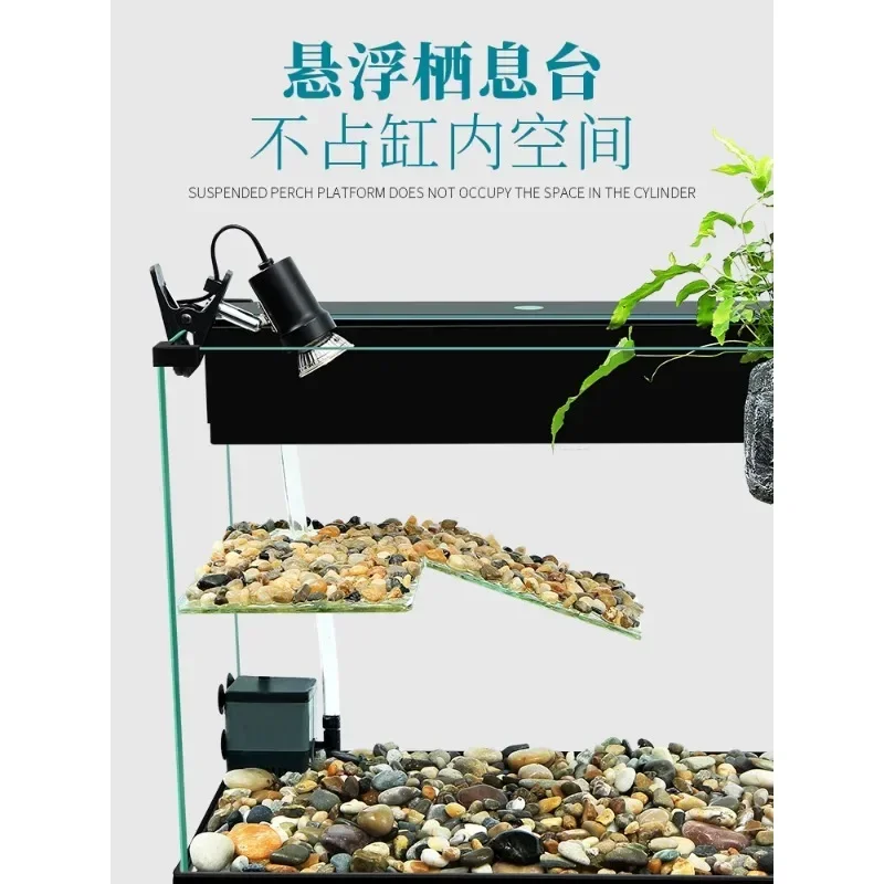 Turtle tank, large ecological tank with drying table, special household fish tank, deep-water terrarium fish and turtle polycult