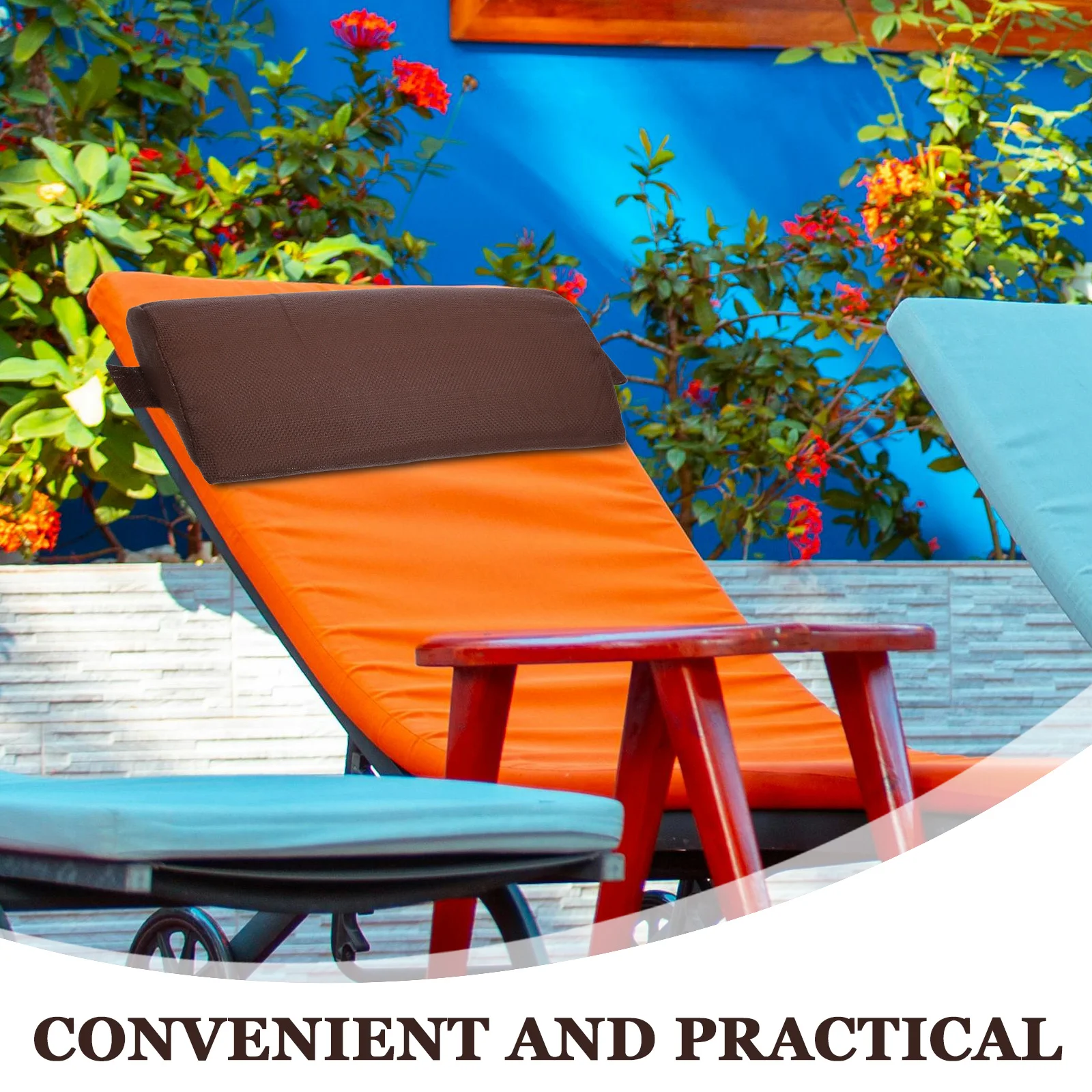 

Comfortable Beach Chair Pillow Deck Chair Headrest with Soft Sponge and Cloth Material for Home Office Lounge Supportive