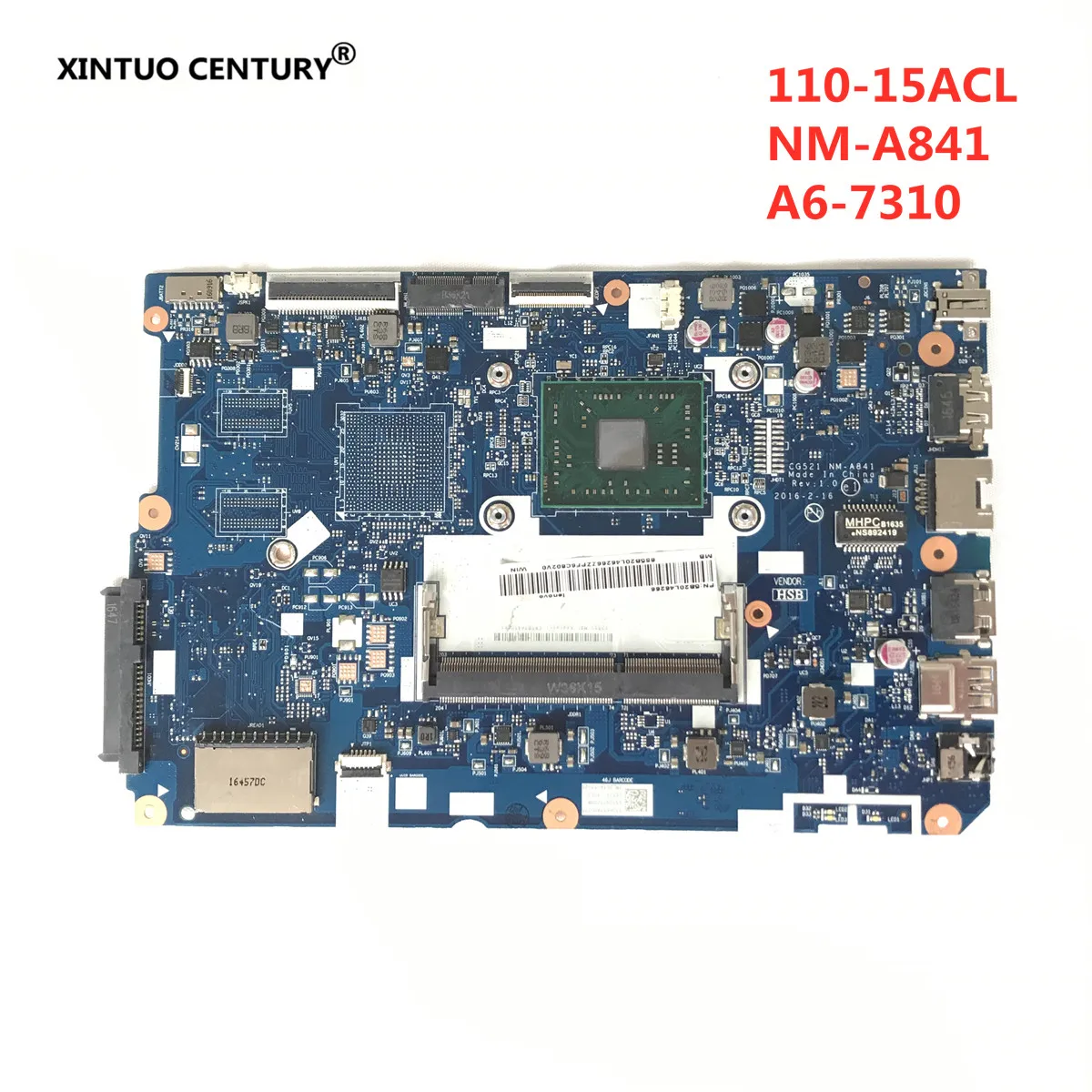 5B20L46262 for Lenovo 110-15ACL   Laptop motherboard CG521 NM-A841 with CPU A6-7310 DDR3 100% test work