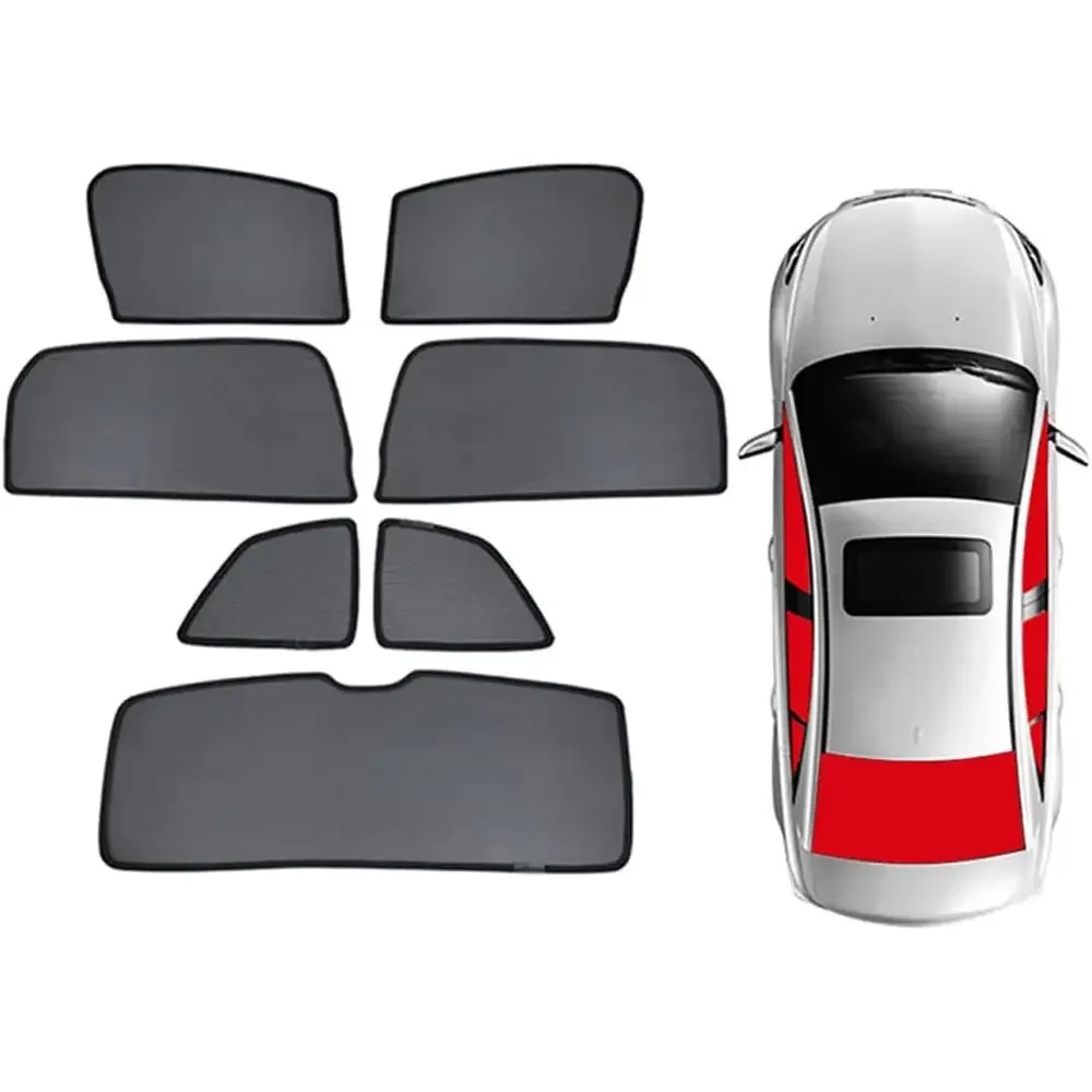 Car Window Sunshades for Kids, 7-Piece Set, UV Protection Magnetic Back Curtains (2017-2023 Models)