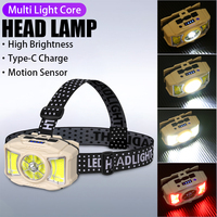 Rechargeable COB Sensor Headlamp LED Head Light Camping Fishing Mining Light Lamp Torch Flashlight Waterproof Headlight USB