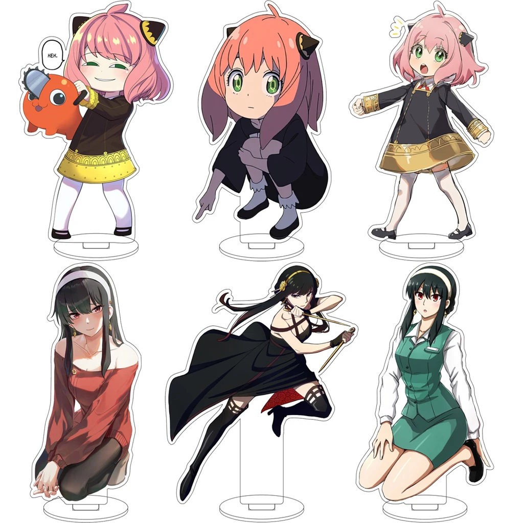 Figura Acrílica de 16CM do Anime SPY×FAMILY Anya Forger, Yor Forger e Loid Forger, Ornamentos para Presentes de Natal