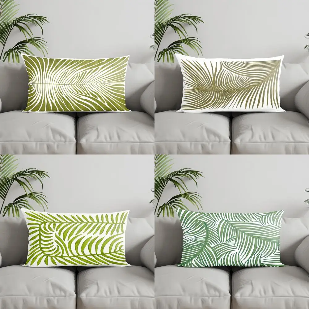 Home Decor Tropical Leaf Pattern Pillowcase Suitable For Sofa Bedroom Car Pillow Cover Cushion Rectangular Back Cushion