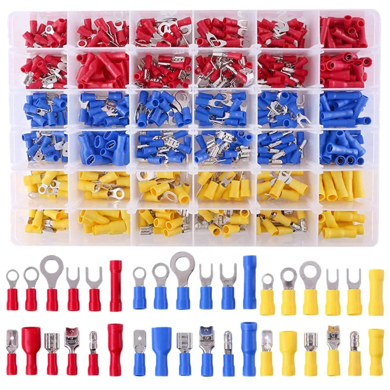 540Pcs Cable Squeeze Terminal Cold Pressing Plug Joint Box-packed Cable Wire Connector Quick Crimp Set Electrical Kit