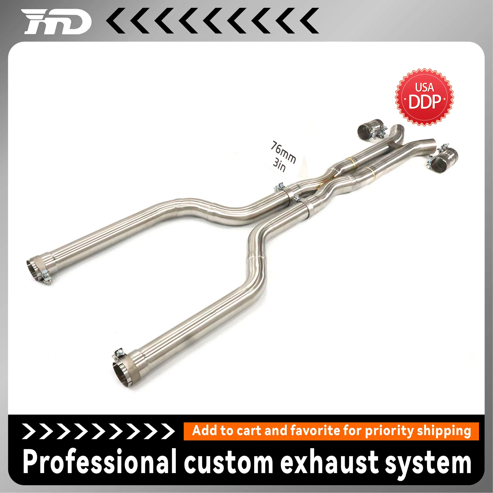 

HMD Exhaust System Stainless Steel Performance Middle Pipe for BMW X5M X6M F95 F96 S63 X-pipe