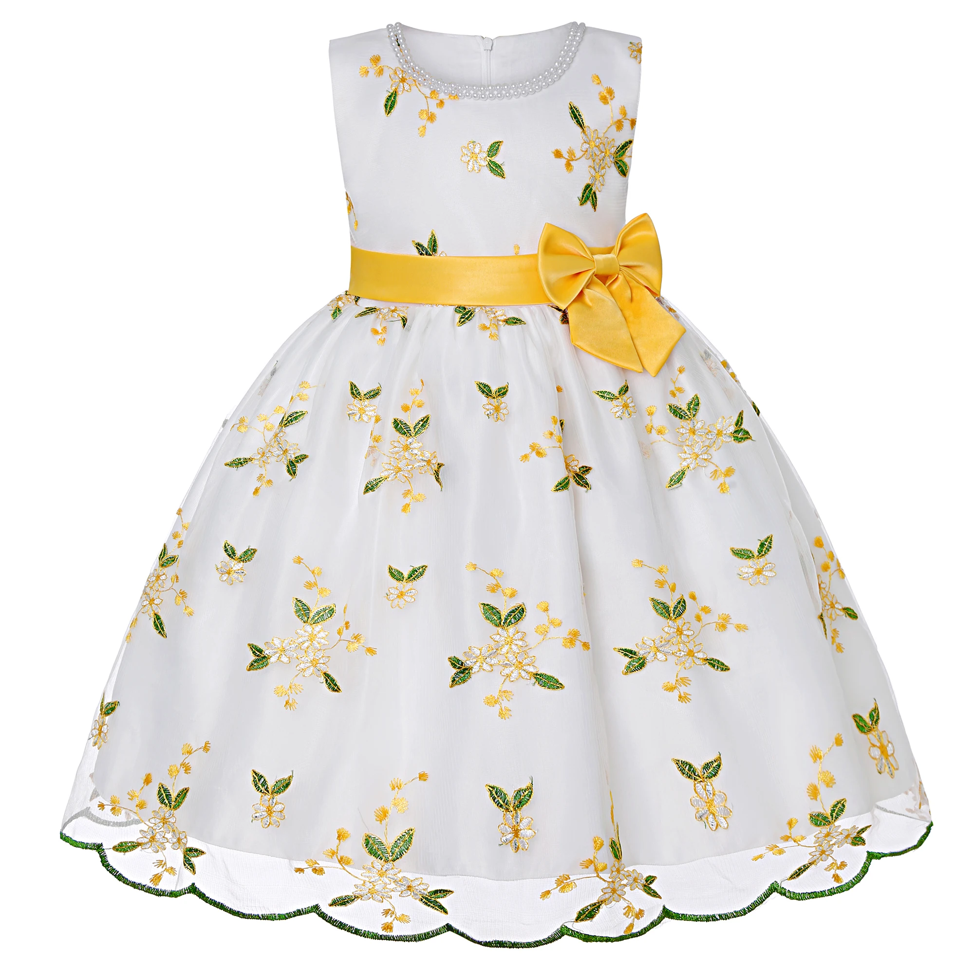 New embroidered bow dress skirt gauze princess pommel skirt girl dress June 1 Children's Day performance dress