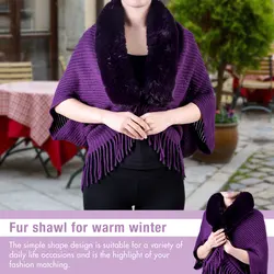 Xale feminino pele do falso luxo elegante malha borla banquete festa roupas xale manga batwing térmica topos casaco inverno cardigan