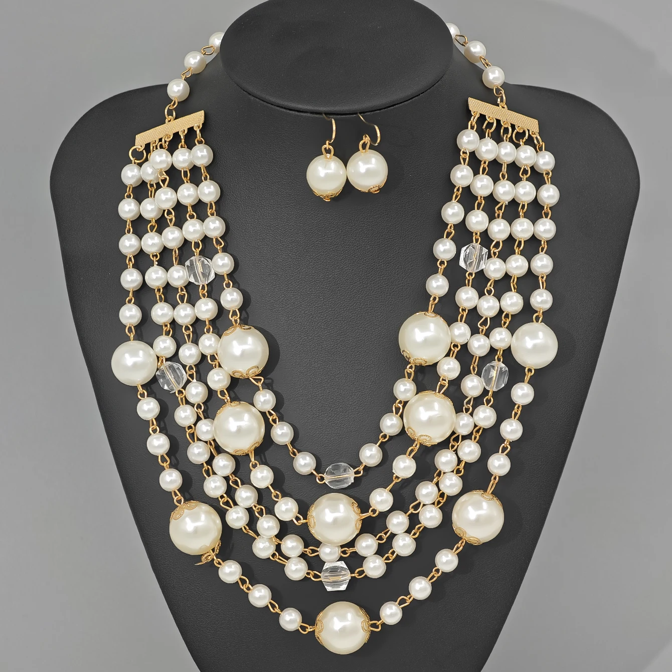 Fashion Faux Pearl Chain Tassel Necklace Personalized Exaggerated Elegant Clavicle Necklace Multi Layer Stackable Necklace