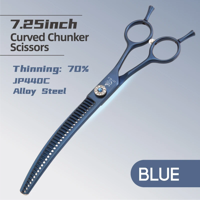Fenice High-end 7,25 inch professionele hondentrimmerschaar, gebogen uitdun- en chunkerschaar voor hondentrimmers.
