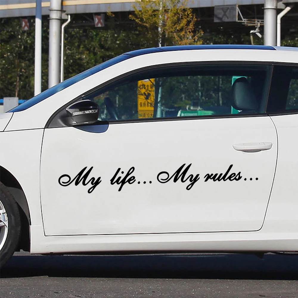 Three Ratels TZ-640 7*57cm Quote Decal My life...My rules... Car Stickers and Frase Decals Auto Sticker