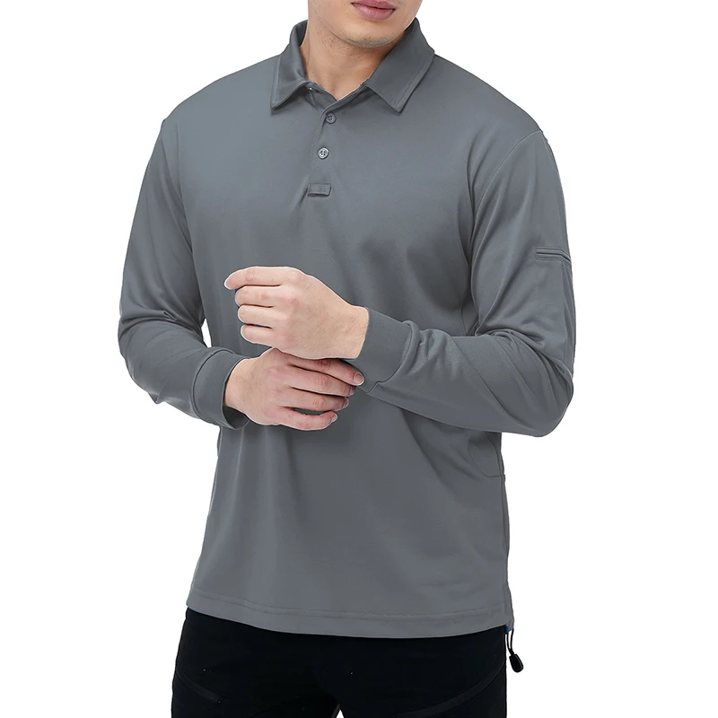 Men's Lightweight Long Sleeve Polo Shirt Performance Tactical Casual Outdoor Hiking Collared Shirts Pique Jersey Golf Shirt image 4