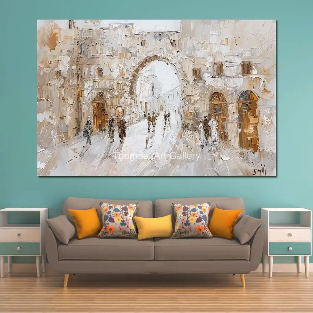 Jewish Kotel Art Canvas Prints Abstract Judaica Painting Visiting Old City Jerusalem Poster HD Printed Picture Restaurant Decor