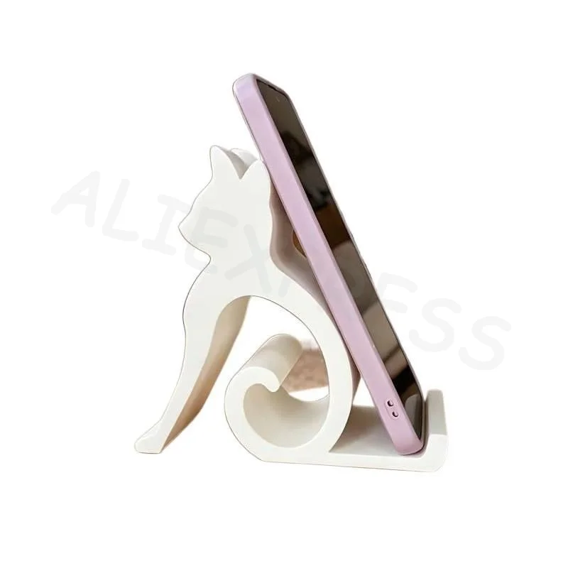 3D Printing Cute Cat Dog Design Phone Stand Non-slip Desktop Bracket Fits All Smartphones Tablets for Watching Videos Live view 6