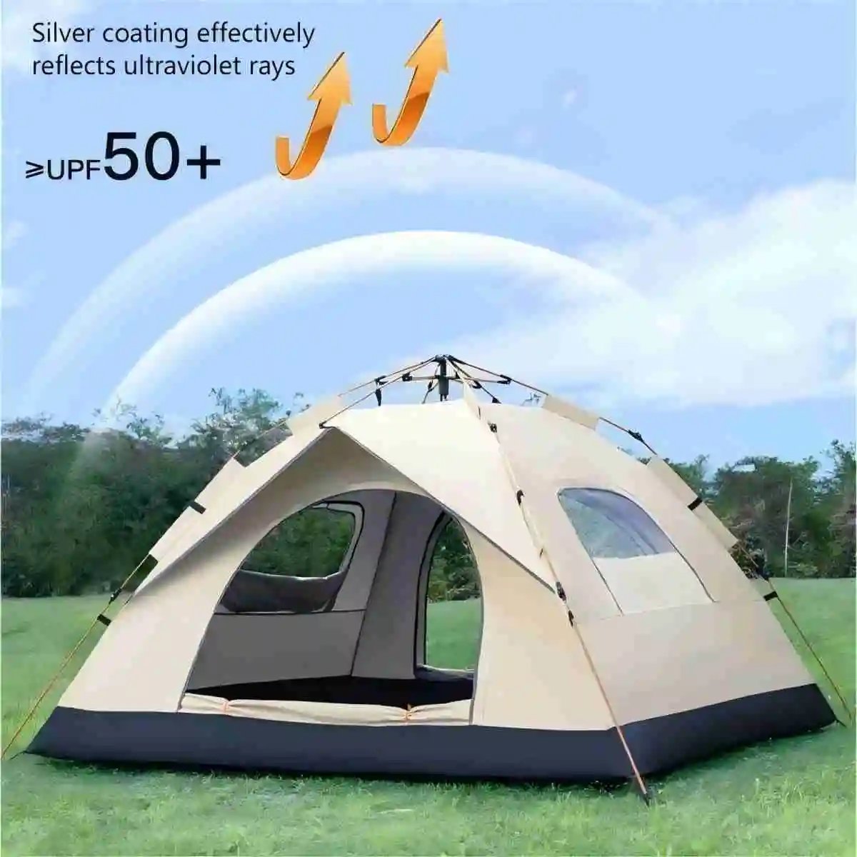 Outdoor Automatic Quick-opening Tent Rainproof Sunshine-proof Tent Fishing Beach Sunshine Shelter Two doors and two windows